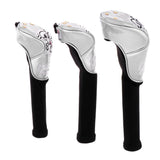 Maxbell Maxbell 3 Pack Durable Skull Head Golf Cover Headcover for Driver Fairway Wood White