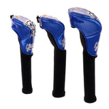 Maxbell Maxbell 3 Pack Durable Skull Head Golf Cover Headcover for Driver Fairway Wood Blue