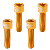 Maxbell Maxbell 4pcs Road Bicycle Handlebar Stem Screw Aluminum Alloy M5*17MM Bolts Golden