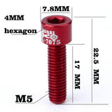 Maxbell 4pcs Road Bicycle Handlebar Stem Screw Aluminum Alloy M5*17MM Bolts Red - Aladdin Shoppers