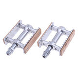 Maxbell Maxbell Vintage Aluminium Wood Fixed Bike Pedal Bearing Flat-Platform Pedals Silver