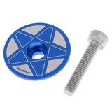 Maxbell Maxbell CNC Bicycle Road Mountain Bike 28.6mm Headset Stem Top Cap Blue Star