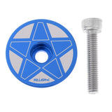 Maxbell Maxbell CNC Bicycle Road Mountain Bike 28.6mm Headset Stem Top Cap Blue Star