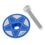 Maxbell Maxbell CNC Bicycle Road Mountain Bike 28.6mm Headset Stem Top Cap Blue Star
