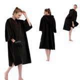 Maxbell Bathrobe Bath Towel Surf Changing Robe Beach Poncho with Hood Black - Aladdin Shoppers