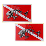 Maxbell 2 Pieces Reflective Scuba Diving Diver Kayak Sticker Decal Fish Skeleton - Aladdin Shoppers