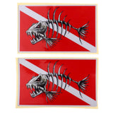 Maxbell 2 Pieces Reflective Scuba Diving Diver Kayak Sticker Decal Fish Skeleton - Aladdin Shoppers