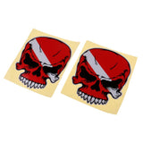 Maxbell Maxbell 2 Pieces Reflective Scuba Diving Diver Kayak Sticker Decal Red Skull