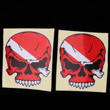 Maxbell 2 Pieces Reflective Scuba Diving Diver Kayak Sticker Decal Red Skull - Aladdin Shoppers