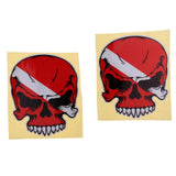 Maxbell 2 Pieces Reflective Scuba Diving Diver Kayak Sticker Decal Red Skull - Aladdin Shoppers