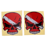 Maxbell 2 Pieces Reflective Scuba Diving Diver Kayak Sticker Decal Red Skull - Aladdin Shoppers