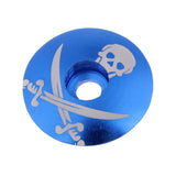 Maxbell Maxbell Aluminum Alloy Bicycle Threadless Stem Headset Top Cap Cover Blue Skull