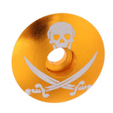 Maxbell Aluminum Alloy Bicycle Threadless Stem Headset Top Cap Cover Gold Skull - Aladdin Shoppers