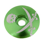 Maxbell Maxbell Aluminum Alloy Bicycle Threadless Stem Headset Top Cap Cover Green Skull