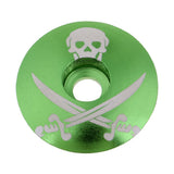 Maxbell Aluminum Alloy Bicycle Threadless Stem Headset Top Cap Cover Green Skull - Aladdin Shoppers