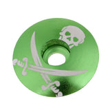 Maxbell Aluminum Alloy Bicycle Threadless Stem Headset Top Cap Cover Green Skull - Aladdin Shoppers