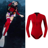 Women 2mm Neoprene Wetsuit Diving Bikini Suit Brief & Fin Socks Red M