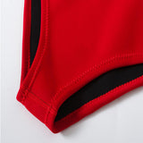 Women 2mm Neoprene Wetsuit Diving Bikini Suit Brief & Fin Socks Red M
