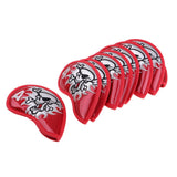 Maxbell Maxbell 9 Pieces Universal Skull Golf Iron Head Cover Club Putter Headcover Red