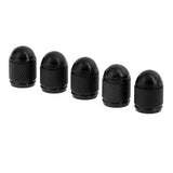 Maxbell Maxbell 5 Pieces Aluminum Bicycle Bike Schrader Air Valve Dust Cap Cover Black