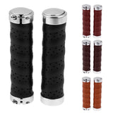 Maxbell Leather Bicycle Handlebar Grips 1Pair Mountain Bike Cycling Part Black - Aladdin Shoppers