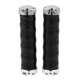 Maxbell Maxbell Leather Bicycle Handlebar Grips 1Pair Mountain Bike Cycling Part Black