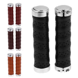 Maxbell Leather Bicycle Handlebar Grips 1Pair Mountain Bike Cycling Part Black - Aladdin Shoppers