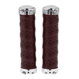 Maxbell Maxbell Leather Bicycle Handlebar Grips 1Pair Mountain Bike Cycling Part Dark brown