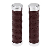 Maxbell Leather Bicycle Handlebar Grips 1Pair Mountain Bike Cycling Part Dark brown - Aladdin Shoppers