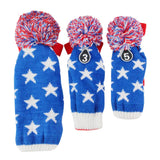 Maxbell Maxbell 3 Pieces Golf Pom Pom Headcover Wood Driver Club Head Cover Set Star