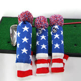 Maxbell Maxbell 3 Pieces Golf Pom Pom Headcover Wood Driver Club Head Cover Set Star