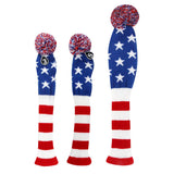 Maxbell Maxbell 3 Pieces Golf Pom Pom Headcover Wood Driver Club Head Cover Set Star