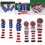 Maxbell Maxbell 3 Pieces Golf Pom Pom Headcover Wood Driver Club Head Cover Set Star