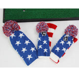 Maxbell Maxbell 3 Pieces Golf Pom Pom Headcover Wood Driver Club Head Cover Set Star