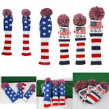 Maxbell Maxbell 3 Pieces Golf Pom Pom Headcover Wood Driver Club Head Cover Set Star