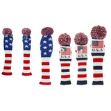 Maxbell Maxbell 3 Pieces Golf Pom Pom Headcover Wood Driver Club Head Cover Set Star