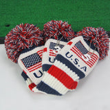 Maxbell Maxbell 3 Pieces Golf Pom Pom Headcover Wood Driver Club Head Cover Set America Flag