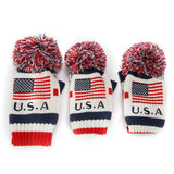 Maxbell Maxbell 3 Pieces Golf Pom Pom Headcover Wood Driver Club Head Cover Set America Flag