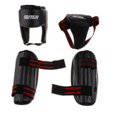 Maxbell Boxing Protective Gear Set Shin Leg Chest Guard Helmet Groin Protector Black