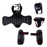 Maxbell Boxing Protective Gear Set Shin Leg Chest Guard Helmet Groin Protector Black