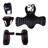 Maxbell Boxing Protective Gear Set Shin Leg Chest Guard Helmet Groin Protector Black
