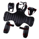 Maxbell Boxing Protective Gear Set Shin Leg Chest Guard Helmet Groin Protector Black