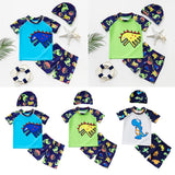 Maxbell Boy Swimsuit Guard Quick Dry Swimming Tops Snorkeling Shorts Costume and Cap