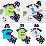 Maxbell Boy Swimsuit Guard Quick Dry Swimming Tops Snorkeling Shorts Costume and Cap