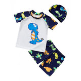 Maxbell Boys Kids Swimwear Rash Guard Swimming Costume with Cap Dinosaur White M