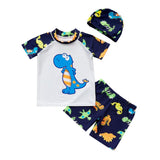 Maxbell Boys Kids Swimwear Rash Guard Swimming Costume with Cap Dinosaur White XL
