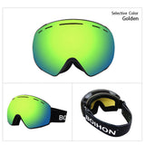 Maxbell Adult Ski Goggles Anti-fog Snow Snowboard UV Protect Over Glasses Green