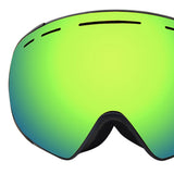 Maxbell Adult Ski Goggles Anti-fog Snow Snowboard UV Protect Over Glasses Green