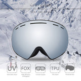 Maxbell Adult Ski Goggles Anti-fog Snow Snowboard UV Protect Over Glasses Silver