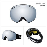 Maxbell Adult Ski Goggles Anti-fog Snow Snowboard UV Protect Over Glasses Silver